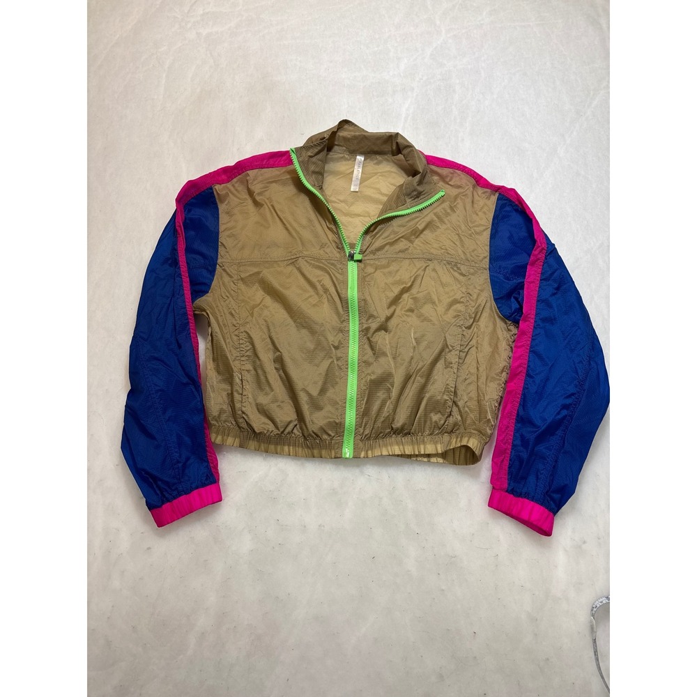 Fabletics‎ Lightweight Cropped Track Jacket Neon Zip Colorblock Size XS